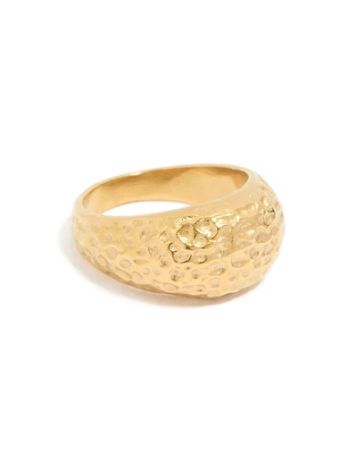 Waterproof Gold Plated Stainless Steel Molten Rock Ring