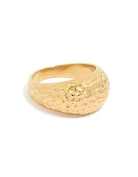 Waterproof Gold Plated Stainless Steel Molten Rock Ring