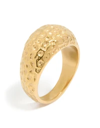 Waterproof Gold Plated Stainless Steel Molten Rock Ring