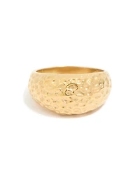Waterproof Gold Plated Stainless Steel Molten Rock Ring