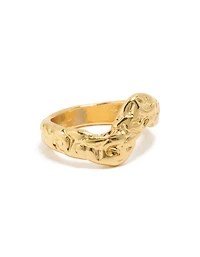 Waterproof Gold Plated Stainless Steel Molten Curved Front Ring