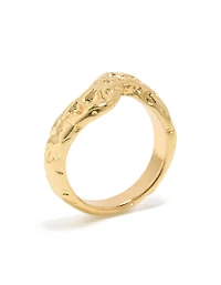 Waterproof Gold Plated Stainless Steel Molten Curved Front Ring