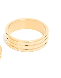 Waterproof Gold Plated Stainless Steel Simple Band Stacking Rings 2-Pack