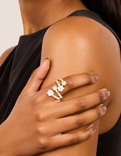 Gold Plated Multi Diamantes Wrap Ring