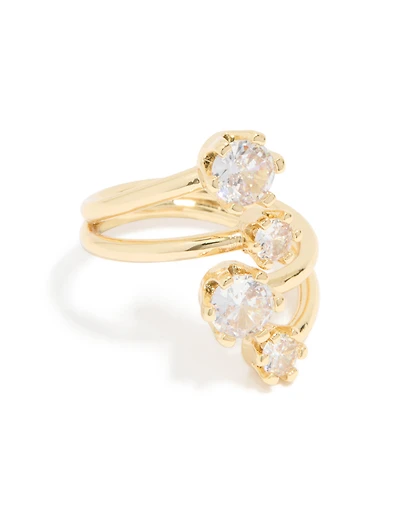 Gold Plated Multi Diamantes Wrap Ring