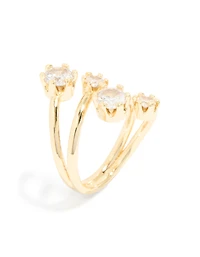 Gold Plated Multi Diamantes Wrap Ring