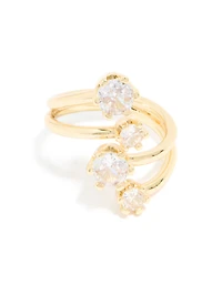 Gold Plated Multi Diamantes Wrap Ring
