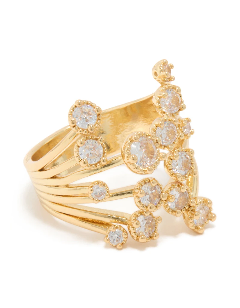 Gold Plated Multi Cubic Zirconia Open Ring