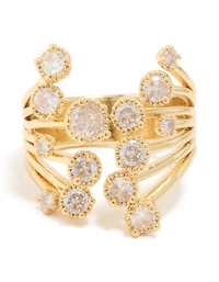 Gold Plated Multi Cubic Zirconia Open Ring