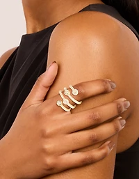 Anneau en couches éblouissant zircone cubique plaqué or