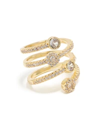 Anneau en couches éblouissant zircone cubique plaqué or