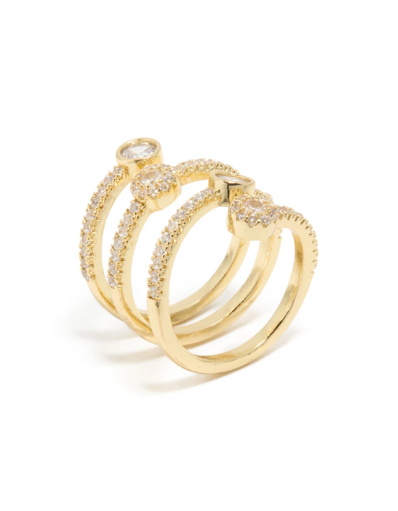 Gold Plated Cubic Zirconia Dazzling Wrap Layered Ring