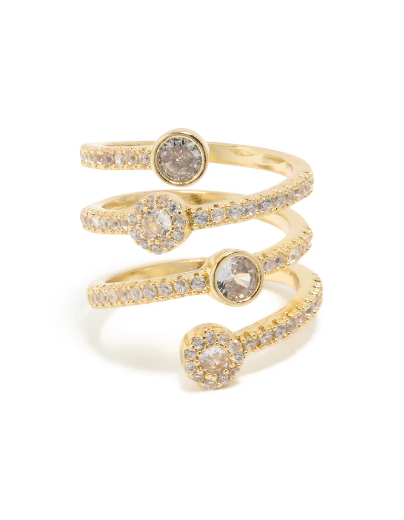 Gold Plated Cubic Zirconia Dazzling Wrap Layered Ring