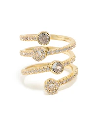 Gold Plated Cubic Zirconia Dazzling Wrap Layered Ring