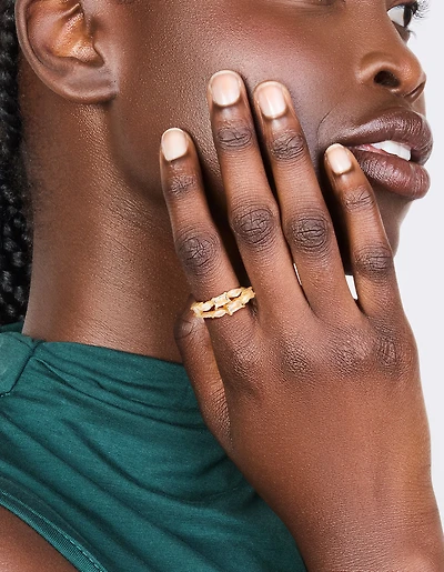 Zirconias cubes plaqués or Anneau délicat à couches