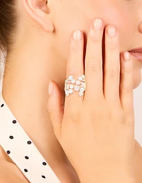 Silver Plated Multi Cubic Zirconia Open Layered Ring