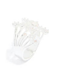 Silver Plated Multi Cubic Zirconia Open Layered Ring