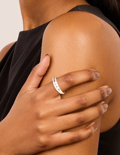 Anneaux d’empilement cubique en zircone et perles fines plaqués argent paquet de 2