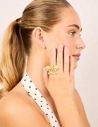 Gold Plated Large Molten Flower Ring