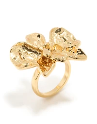 Gold Plated Large Molten Flower Ring