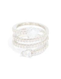 Zircone cubique en argent enroulé autour d’un anneau couches de flèches