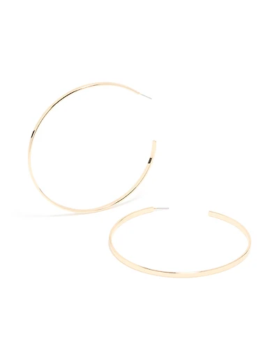 Gold Large Flat Hoop Earrings