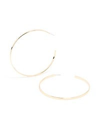 Gold Large Flat Hoop Earrings