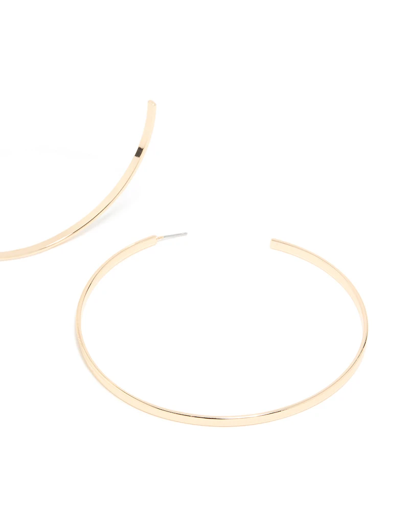 Gold Large Flat Hoop Earrings