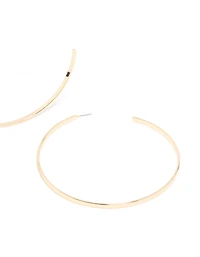 Gold Large Flat Hoop Earrings