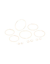 Gold Mega & Small Hoop Earrings 6-Pack