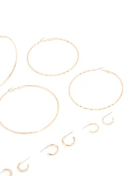 Gold Mega & Small Hoop Earrings 6-Pack