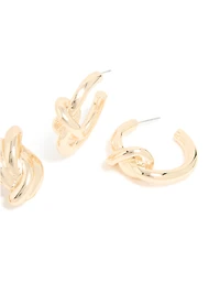 Gold Double Knotted Studs & Open Hoop Earrings 2-Pack