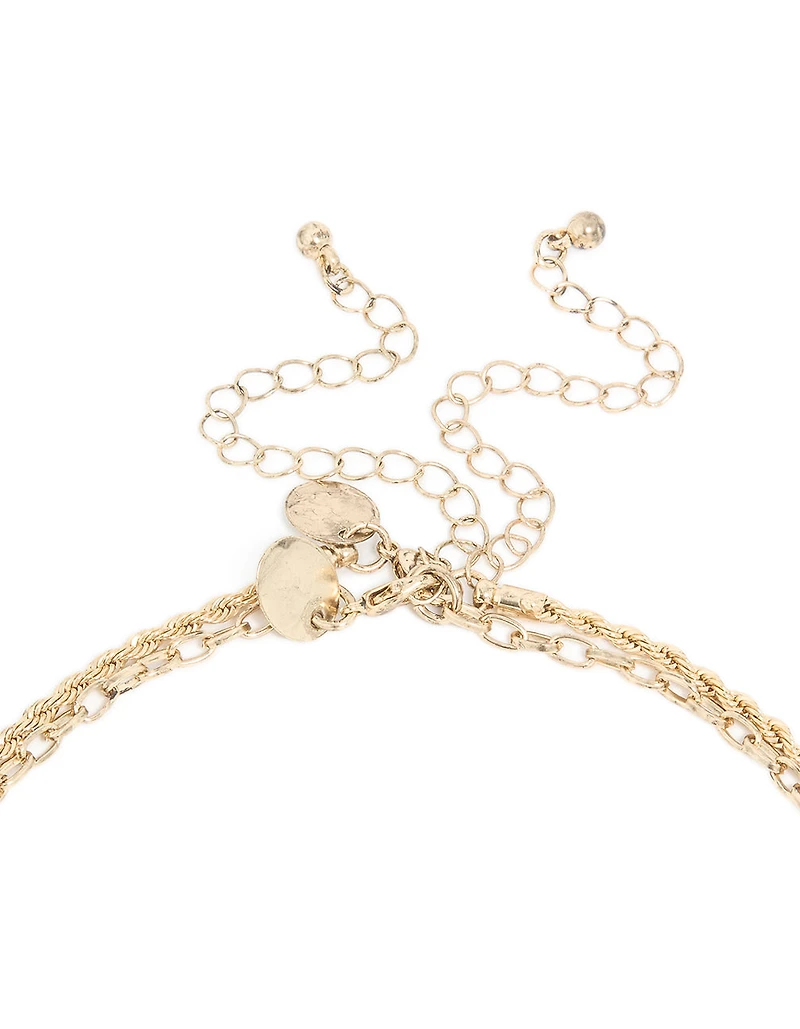 Antique Gold Double Heart Layered Necklace