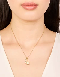 Gold Plated Cubic Zirconia Lock & Key Letter J Necklace