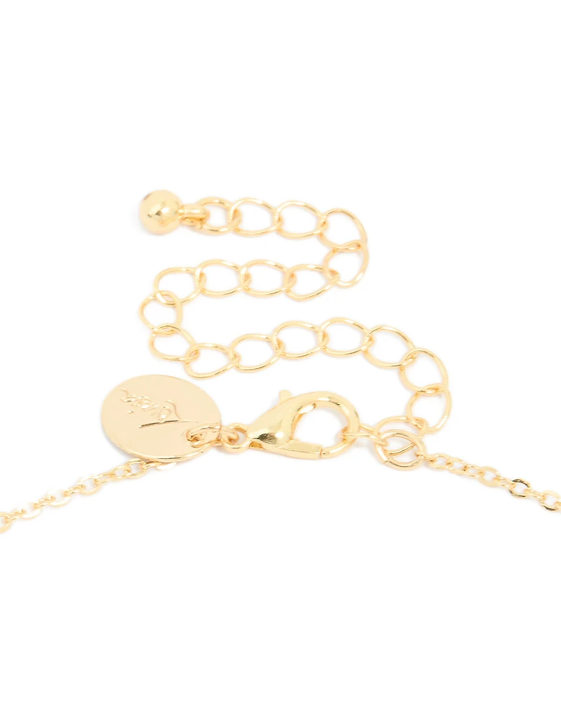 Gold Plated Cubic Zirconia Lock & Key Letter K Necklace