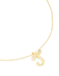 Gold Plated Cubic Zirconia Bubble Letter J Necklace