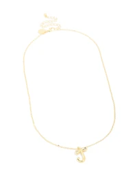 Gold Plated Cubic Zirconia Bubble Letter J Necklace