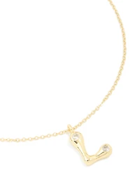Gold Plated Cubic Zirconia Bubble Letter L Necklace