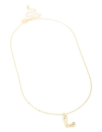 Gold Plated Cubic Zirconia Bubble Letter L Necklace