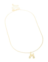 Gold Plated Cubic Zirconia Bubble Letter M Necklace