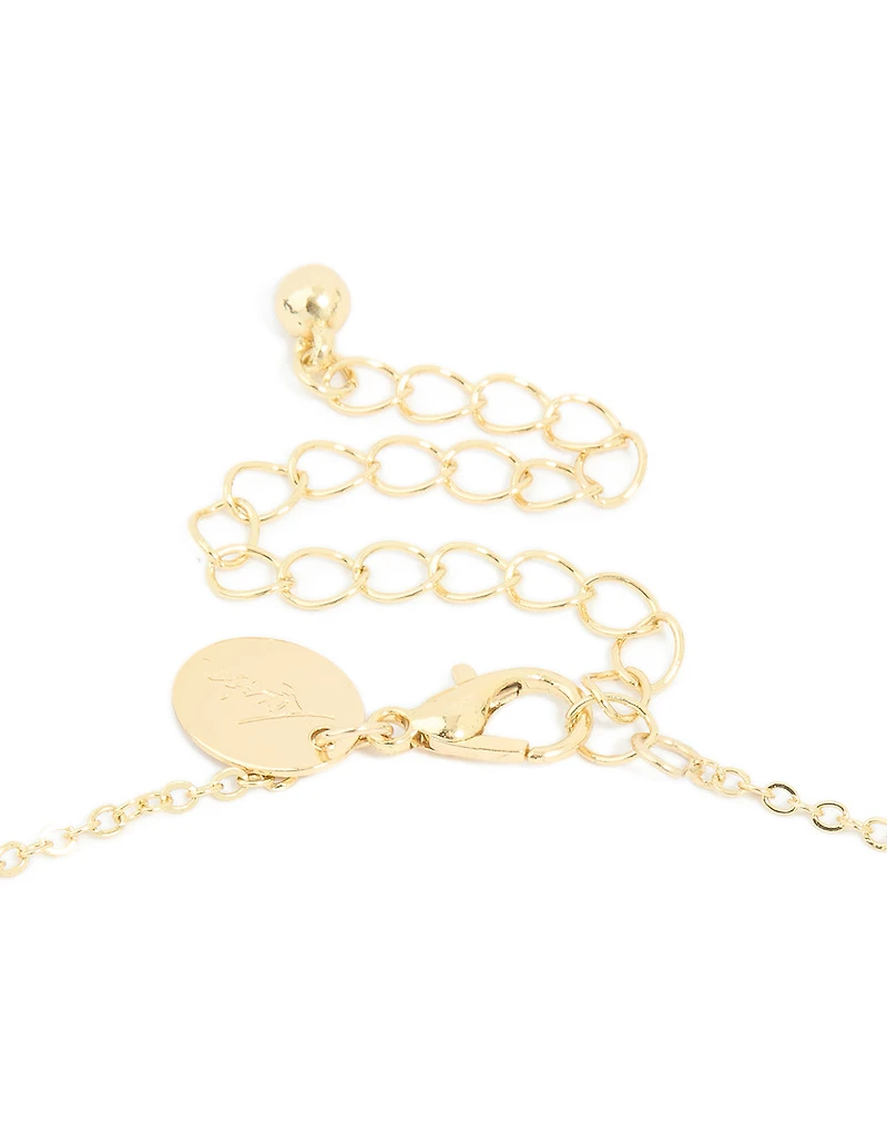 Gold Plated Cubic Zirconia Bubble Letter M Necklace