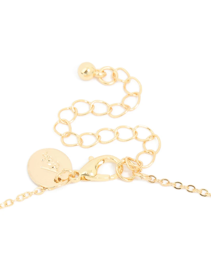 Gold Plated Cubic Zirconia Lock & Key Letter A Necklace