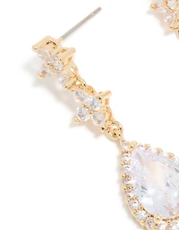 Gold Cubic Zirconia Mini Pear Drop Earrings