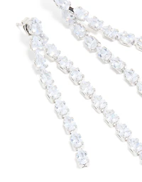 Silver Cubic Zirconia Multiple Cup Chains Drop Earrings