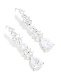 Silver Cubic Zirconia Pear Drop Earrings