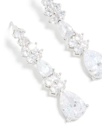 Silver Cubic Zirconia Pear Drop Earrings