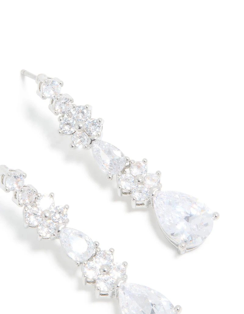 Silver Cubic Zirconia Pear Drop Earrings