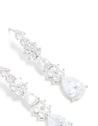 Silver Cubic Zirconia Pear Drop Earrings