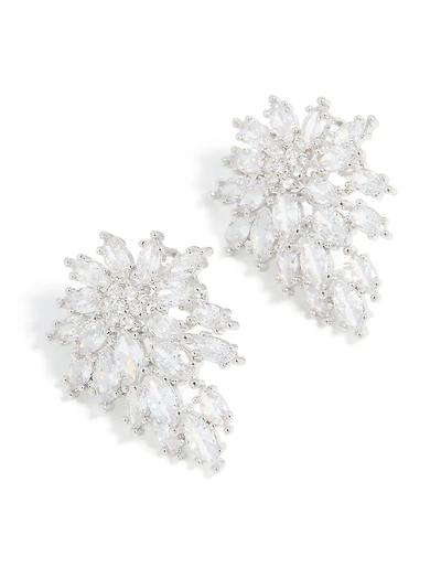 Cubic Zirconia Snowflake Cluster Earrings