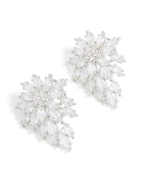 Cubic Zirconia Snowflake Cluster Earrings